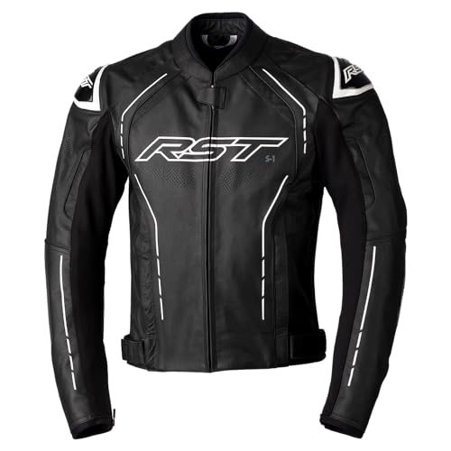 RST S1 CE Mens Leather Jacket Black/Black/White