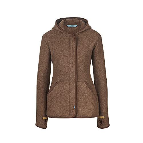 Finside W Juulia Braun - Sportliche zip-in kompatible Damen Wollfleece Jacke, Größe 42 - Farbe Cocoa