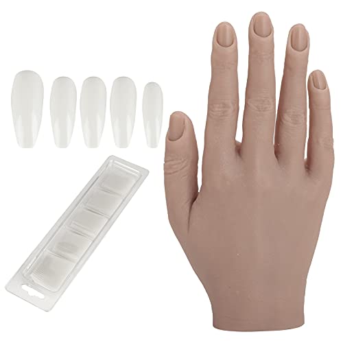 Silikon Übungshand für Acrylnägel, Flexibel Händemodell Nagelmaniküre Frauenhandmodell Nageltraining Übungshände, Nail Art Practice Hand Bendable Mannequin Hands(01)