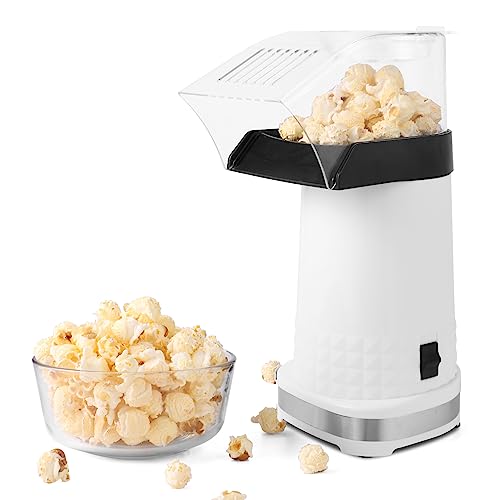 Nictemaw Heißluft-Popcorn-Maker, Elektrischer, ölfreier Popcorn-Maker, 1200 W, Weiß