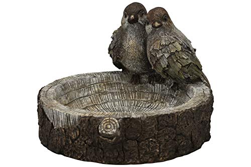 Exner originelle dekorative runde Vogeltränke Vogelbad oder Pflanzschale mit 2 Vögelchen