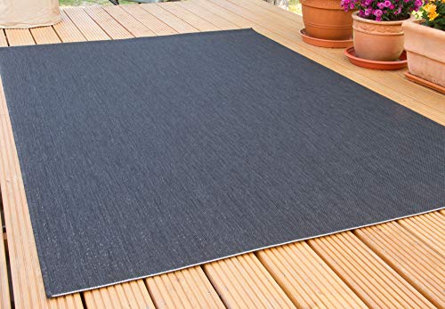 In- und Outdoor Teppich Gotland | für Balkon, Terrasse und Küche | Strapazierfähig und wasserfest | in Schwarz, Größe: 160x230 cm