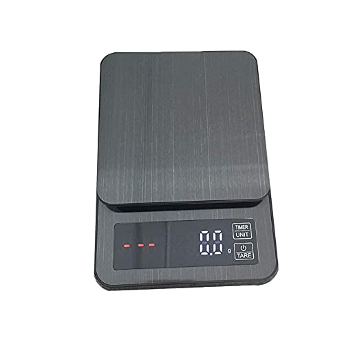 QZH Elektronische Küchenwaage, Digitale USB-Ladewaage mit Timing, handgefertigte Kaffeewaage aus Edelstahl (3 kg / 0,1 g)
