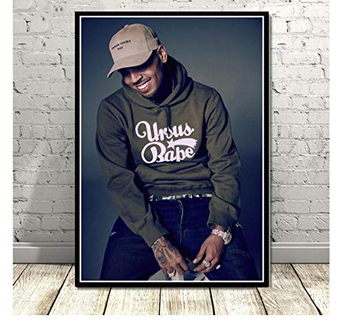 ZOEOPR Plakat Chris Brown Plakat druckt Musikalbum Rapper Sänger Hip Hop Star Leinwand Ölgemälde Kunst Wandbilder Wohnkultur 50 * 70Cm No Frame