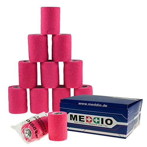 12 Haftbandagen Größe+Farbe wählbar - selbsthaftende Bandage Fixierverband selbstklebend, Farbe:pink energy, Größe:7.5cm