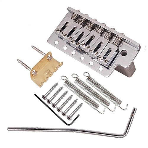 Gitarrenbrücke Ersatzteile Ein Satz Linkshänder-E-Gitarren-Brückensattel, einzelnes Tremolo-Brückensystem, verdickte Basis (Color : Chrome)