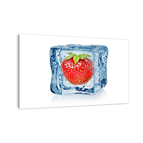 DekoGlas Küchenrückwand 'Erdbeere in Eis' in div. Größen, Glas-Rückwand, Wandpaneele, Spritzschutz & Fliesenspiegel