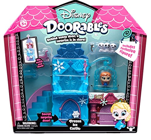Doorables 35013 Frozen Disney Spielset Gefrorenes Eisschloss, Eiskönigin 3 exklusiven Sammelfiguren mit Glitzeraugen und viel Zubehör, Spielzeugset für Kinder ab 5 Jahre, bunt