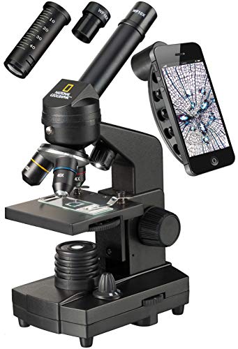 National Geographic 40-1280x Mikroskop mit Auflicht/Durchlichtbeleuchtung, Smartphone Halterung und umfangreichem Zubehör zum Einstieg in die Mikroskopie, schwarz