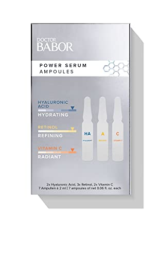 DOCTOR BABOR Power Serum Ampullen, Probeset, Intensiv-Kur, Hyaluronic Acid, Retinol, Vitamin C, Ampullen für das Gesicht, vegan, 7x2 ml