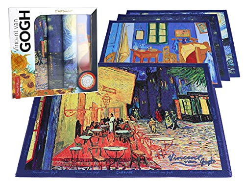 CARMANI - Set mit 4 Tischsets Tischsets Tischsets rutschfest hitzebeständig verziert mit Vincent Van Gogh, gemischt