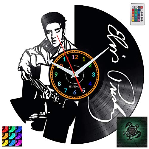 Elvis Presley Wanduhr RGB LED Pilot Wanduhr Vinyl Schallplatte Retro-Uhr Handgefertigt Vintage-Geschenk Style Raum Home Dekorationen Tolles Geschenk Uhr