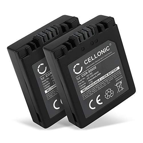 Cellonic 2X Qualitäts Akku kompatibel mit Panasonic Lumix DMC-FZ10, DMC-FZ20, DMC-FZ5, FZ1, FZ15, FZ2, FZ3, DMC-FC20 (700mAh) CGA-S002e,CGA-S002e-1B,CGR-S002,DMW-BM7 Ersatzakku Batterie