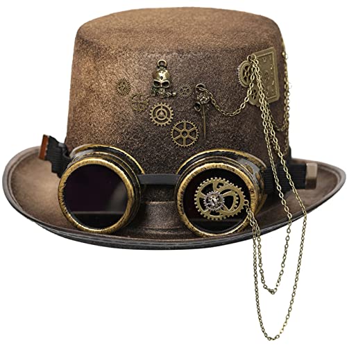 Steampunk Herren Hut Mit Brille Vintage Hut Top Hat Gothic Steampunk Top Hat Halloween Maskerade Steampunk Top Hat Mit Brille
