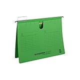 SCHÄFER SHOP Hängehefter A4 grün – Recycling-Karton Hängemappe Hängeregister - Heftzunge oben, verschiebbare Vollsichtreiter - 25 Stück, grün