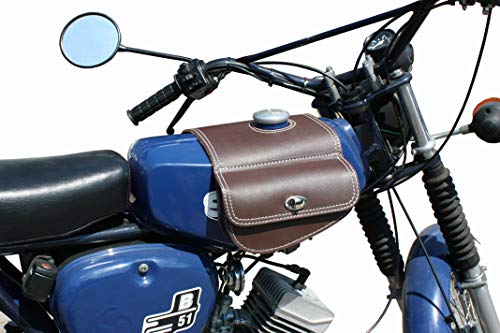 Leder Tanktasche mit Schnellverschluss Tankrucksack Tasche Packtasche Braun für Simson S50 S51 S70