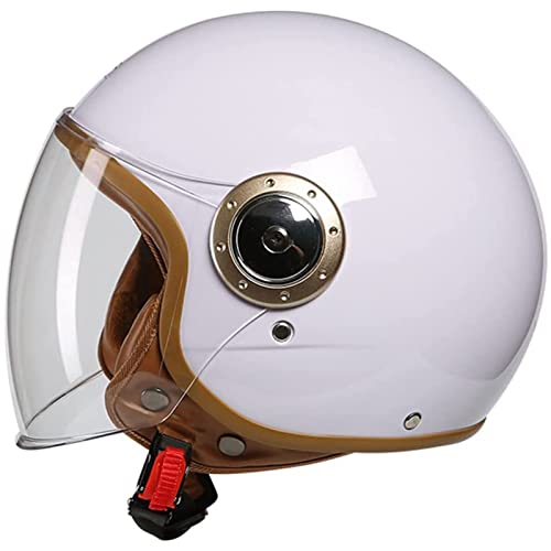 Offener Motorradhelm 3/4 Halb Moped Vespa Vintage Helm mit Visier Erwachsene Retro Helme für Herren Damen Touring Scooter Cruiser Stil DOT/ECE-geprüft,B,One Size
