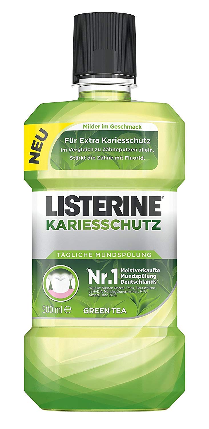 Listerine Kariesschutz Antibakterielle Mundspülung mit Grünem Tee 500ml
