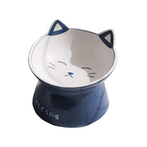 Koomiao Keramik Katze Futternapf,15 °Kippbare katzennäpfe Fressenapf Stabil Keramiknapf rutschfest Katzenfutterspende mit Erhöhtem Wassernapf Futterschüssel für Katze Welpe (A)