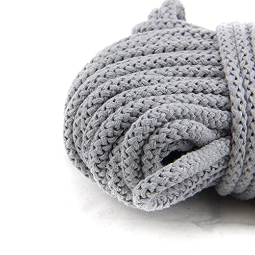 NTS Nähtechnik Baumwollkordel /Seil aus Baumwolle mit Polyester Kern/Deko Schnur (grau, 50m, 8mm breit)