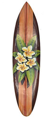 Interlifestyle Blumen Surfboard mit Frangipani Motiv Deko Surfbrett 100cm Hawaii Holzschild Schild