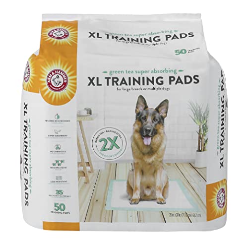 Arm & Hammer Green Tea Pet Trainingspads | 50-karätige Hundetrainingspads mit super saugfähigem Grüntee-Backpulver für 2 x Geruchskontrolle, auslaufsichere und recycelte Trainingspads, XL