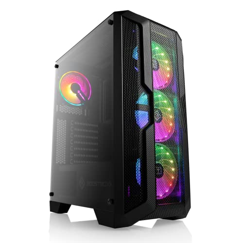 Gaming PC-Gehäuse Helios 250X - Midi-Tower, RGB Beleuchtung (inkl. Steuerung), Glas-Seitenteil, vormontierte Lüfter, ATX, Micro-ATX, Mini-ATX, schwarz