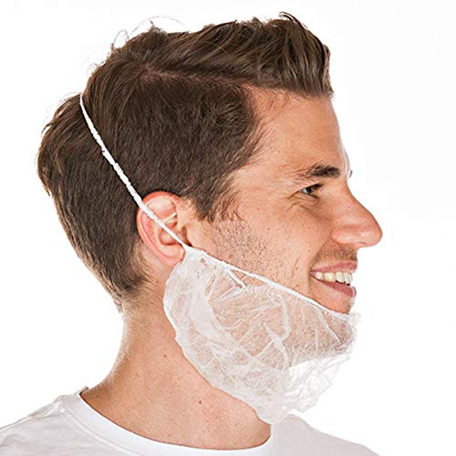 Bartschutz aus PP-Vlies, extra groß, luftdurchlässig, mit latexfreiem Gummizug, Farbe:weiß, Größe:46 x 20 cm