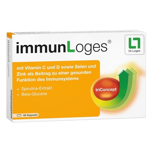 immunLoges Nahrungsergänzungsmittel für das Immunsystem - 60 Kapseln, enthält Spezial-Extrakt aus Spirulina-Alge und hochreine ß-Glucane sowie immunrelevante Mikronährstoffe
