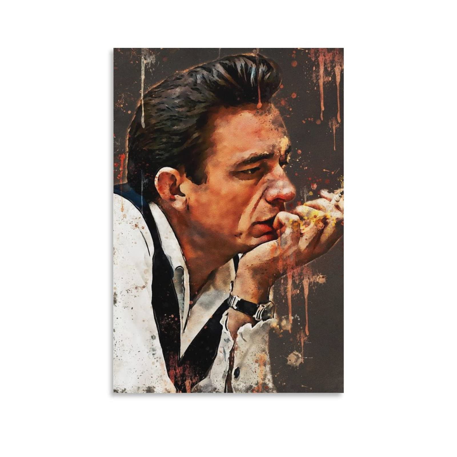XXJDSK Leinwand Bilder Johnny Cash 2 Klassische Kunst, Musik-Vintage, Retro, für Zuhause, Schlafzimmer, Wohnzimmer, Dekoration 60x90cm Kein Rahmen