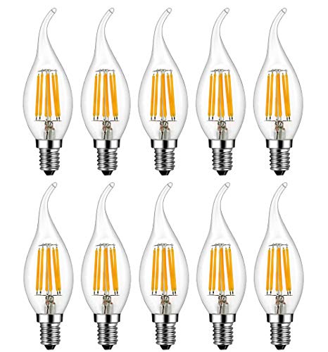 MENTA E14 LED Kerzenform 6W ersetzt 60 Watt Warmweiß 2700K E14 Filament Fadenlampe C35 E14 Kerze LED Lampe 220-240V AC 600lm 360° Abstrahlwinkel Nicht Dimmbar 10er-Pack
