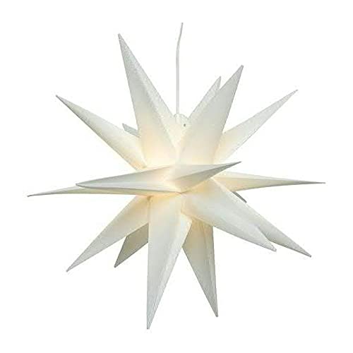 LED Stern Indoor & Outdoor - Außenstern mit Beleuchtung - 3D Dekostern/Weihnachtsstern - Beleuchteter Hängestern/Adventsstern für Außen - Weihnachten (Ø 40 cm, Weiß)