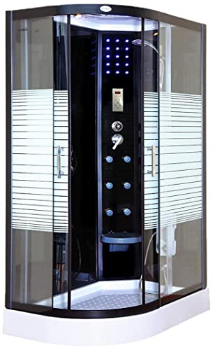 Home Deluxe - Dampfdusche - Black Pearl mit Regendusche - 120 x 80 cm Links -inkl. Dampfgenerator| Fertigdusche, Dusche, Duschkabine Komplett Duschtempel