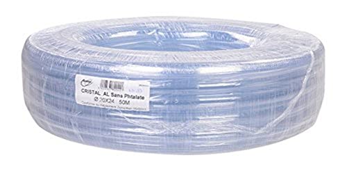 Aquaforte Klarer PVC Schlauch, Ø 20 x 24 mm (Innenwand x Außenwand), geeignet für Wasser und Luft, 50 m Rolle, Typ Kristall, transparent