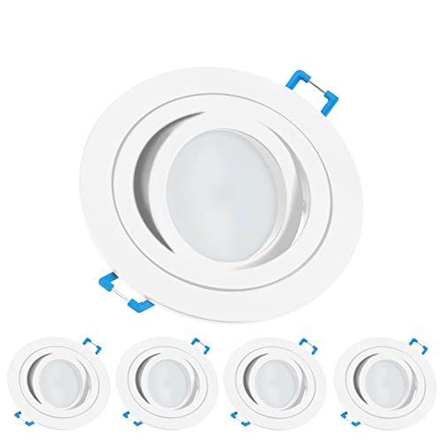 TEVEA Premium LED Einbaustrahler Schwenkbar -LED Modul 230V 5W austauschbar - Einbauleuchte auch fürs Bad - 5er Pack (Weiß - Warmweiß)