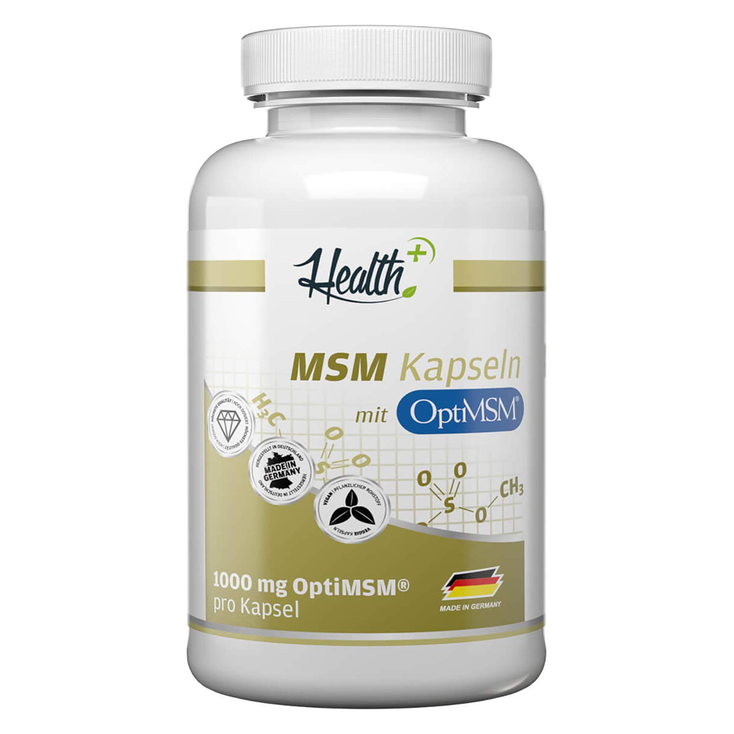 Health+ MSM Kapseln - 120 Kapseln hochdosiert mit OptiMSM, mehrfach destilliert, Made in Germany