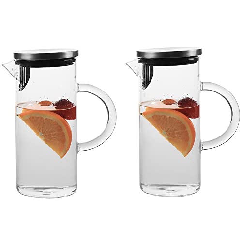 Lisher Wasserkaraffe Glaskaraffe KüHlschrankkanne 1 Liter 2 StüCk 1 Set Wasserkanne