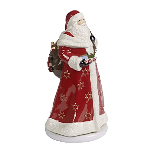 Villeroy & Boch Christmas Toys Memory Santa drehend, Santa Claus Figur mit Drehfunktion, Hartporzellan, Metall, bunt