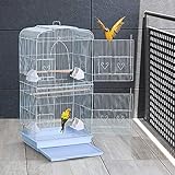 Vendeur pro Vogelkäfig mit Vogelspielzeuge Wellensittichkäfig Nymphensittiche Fink Papageienkäfig tragbarer Drahtkäfig 46 * 36 * 92 cm (Weiß)