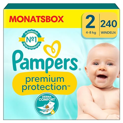 Pampers Premium Protection Größe 2, 240 Windeln, 4kg - 8kg, Komfort und Schutz von Pampers für empfindliche Haut