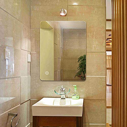 Sarah Badezimmerspiegel mit Beleuchtung, Wandspiegel Badspiegel mit Touchschalter, Rechteckiger Wand-Spiegel für Badezimmer und Hotel, Kaltweiße 70 * 50 cm