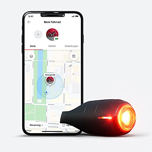 Vodafone Curve Bike Light & GPS Tracker, Fahrrad Brems- Rücklicht, Unfallerkennung, Hilfemeldungen, Diebstahlschutz, Zonen, Tourenansicht, robust, wasserdicht, IP67, StVZO zugel