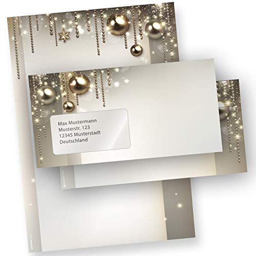 Briefpapier Weihnacht NOBLESSE (500 Sets mit Fenster) elegantes Design-Weihnachtsbriefpapier DIN A4 - mit Fensterumschlägen
