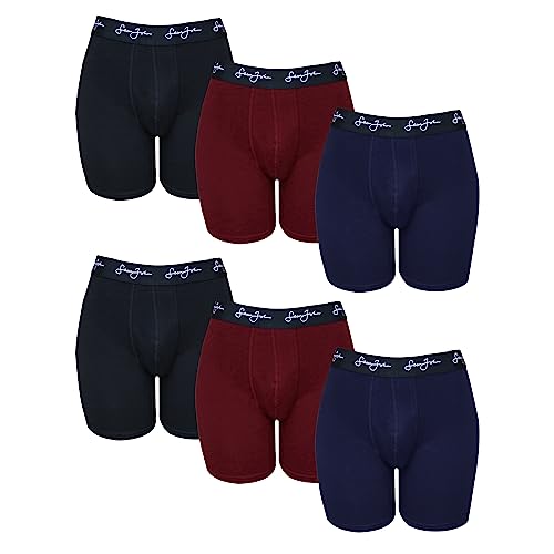 Sean John Herren-Boxershorts, atmungsaktive Baumwoll-Unterwäsche für Herren, 6er-Pack, Baumwoll-Stretch-Unterwäsche, Schwarz/Blau/Rot, Large