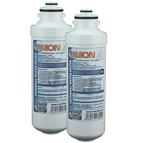 Ersatzkartusche für Wasserfilter"Union 4" Externer Kühlschrankfilter für SbS Kühlschrank. Filter Pack ohne Kopf (2-er Pack)