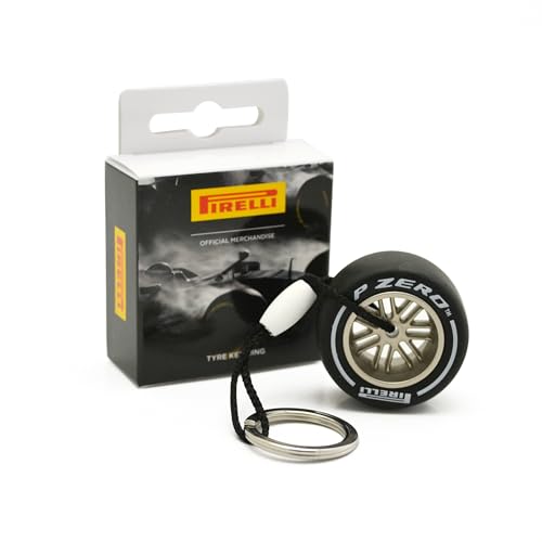 F1 Pirelli Motorsport Schlüsselanhänger mit Gummirad, offizieller Merchandise-Artikel – Harter Reifen, Weiß