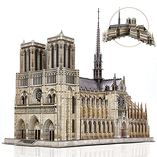 CubicFun 3D Puzzle Frankreich Notre Dame de Paris (Große) Architekturmodellbausätze Gotische Kirche Modellbau Geschenk für Erwachsene, 293 Teile