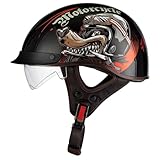 Motorradhelm Retro Halbhelm Helm Roller-Helm DOT/ECE Zertifizierung Klassisch Halbschale Jethelm Damen Herren Mit Sonnenblende Halbschalenhelm Offener Helm Scooter-Helm 3,M:54-56CM