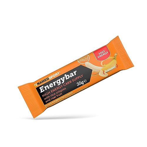 NAMEDSPORT> EnergyBar, Tasty Banana-flavoured Energy Bar, Kohlenhydrat-basiert, mit Reis-Crispies und Fruchtpüree, Ideal vor und während sportlicher Aktivitäten, Brand of Italy, Box mit 12 Stück.