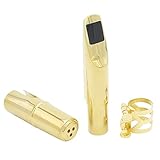 Sax Mouthpiece, Jazz Alto Saxophone Metal 8C Mouthpiece with Cap Patches Pads Cushions